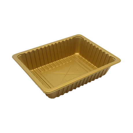 HSQY 10.7x8.5x2.6 Inch Rectangle Golden PP Plastic Meat Trayxxxxxxxxxxxxxxxxxxxx