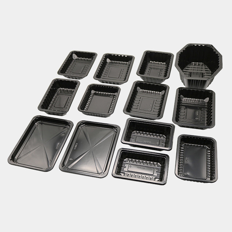 HSQY 10.2x6.9x0.6 Inch Rectangle Black PP Plastic Meat Tray