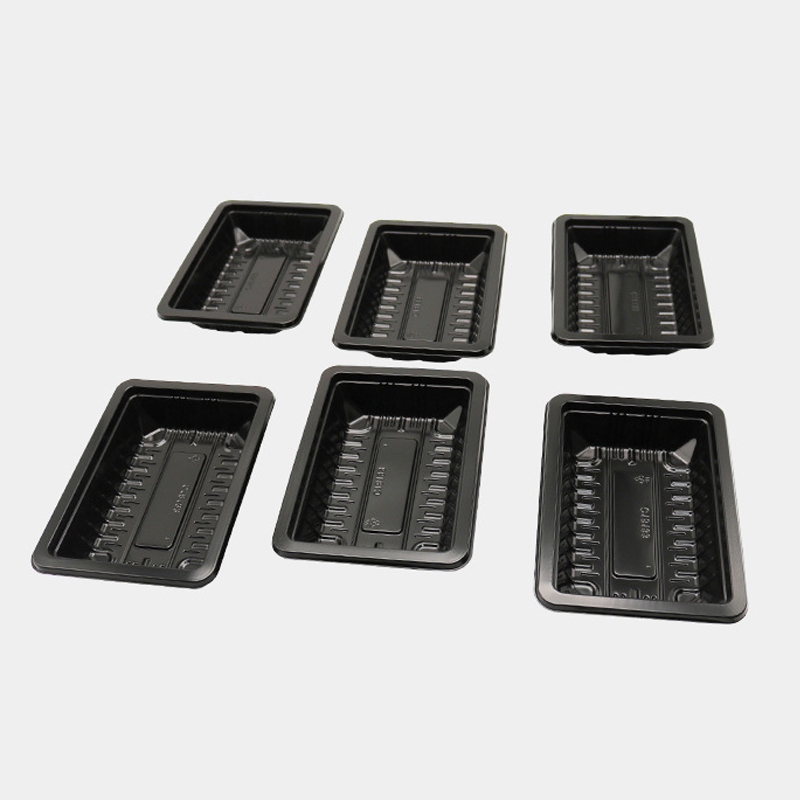 HSQY 7.2x5.2x1.4 Inch Rectangle Black PP Plastic Meat Tray