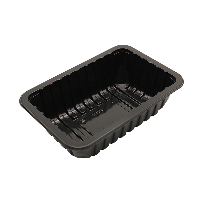 HSQY 8.7x5.9x1.6 Inch Rectangle Black PP Plastic Meat Tray