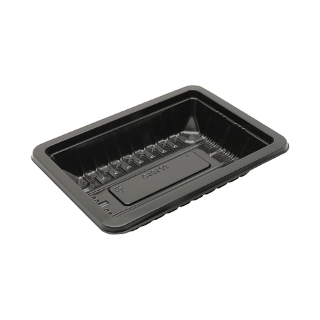 HSQY 7.2x5.2x1.4 Inch Rectangle Black PP Plastic Meat Tray