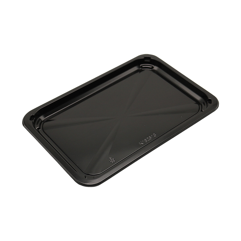 HSQY 10.2x6.9x0.6 Inch Rectangle Black PP Plastic Meat Tray