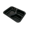 Model 025 - 23 oz Rectangle 3 Compartment Black CPET Tray