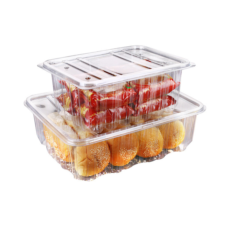 HSQY 9.6x6.5x3.5 Inch Disposable Plastic Clear Bakery Container With Lid