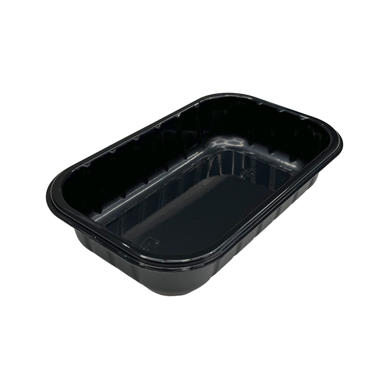 Model LL02 - 10 oz Rectangle Black Airline CPET Tray