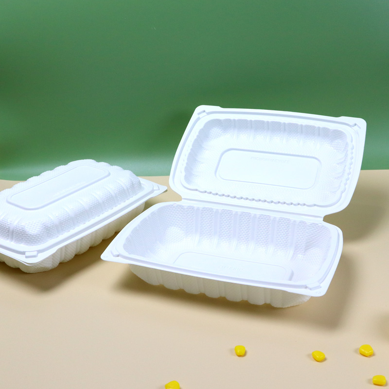 HSQY 9 x 6 x 3" White Polypropylene Plastic Hinged Lid Takeout Container