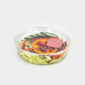 HSQY 6.9 X 1.7 Inch Clear Round PET Plastic Hinged Lid Salad Bowl Container