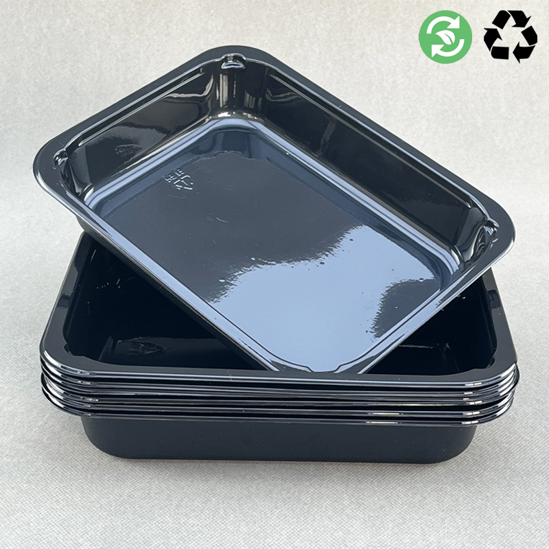 Disposable Black White CPET Food Trays For Airline Meals