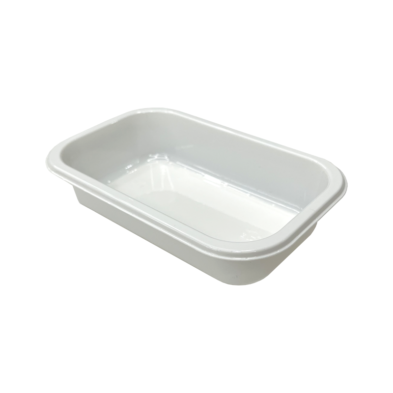 Model LL01 - 10 oz Rectangle White Airline CPET Tray