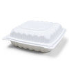 HSQY 7.5 x 7.5 x 2.7" 3-Compartment White Polypropylene Plastic Hinged Lid Takeout Container