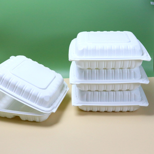 HSQY 9 x 9 x 3" 3-Compartment White Polypropylene Plastic Hinged Lid Takeout Container