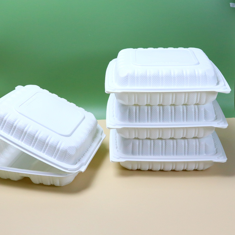 HSQY 9 x 9 x 3" 3-Compartment White Polypropylene Plastic Hinged Lid Takeout Container