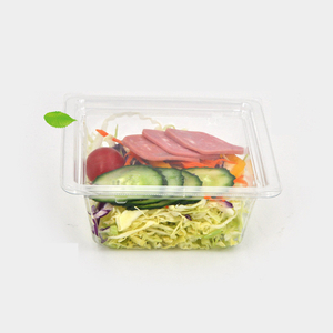 HSQY 5.7 X 2.4 Inch Clear Square PET Plastic Salad Bowl Container With Lid