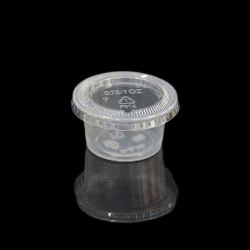 HSQY 0.75oz 1oz 1.5oz 2oz 2.5oz 3.25oz 4oz 5.5oz Round Clear Plastic Sauce Cup with Lid