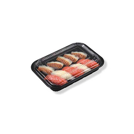 HSQY Recipiente retangular para bandeja de sushi de 4,9 x 4 x 0,8 polegadas com tampa