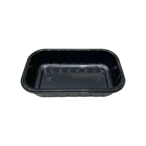 Modelong LL02 - 10 oz Rectangle Black Airline CPET Tray