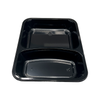 Model 020 - 41 oz Rectangle 2 Compartment Black CPET Tray