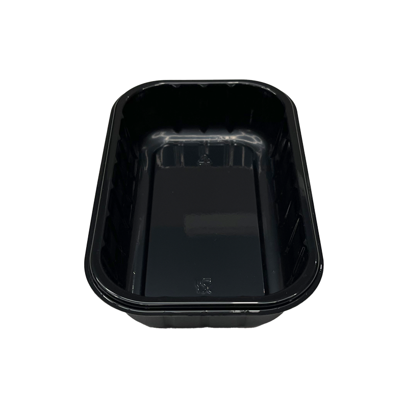 Model LL02 - 10 oz Rectangle Black Airline CPET Tray