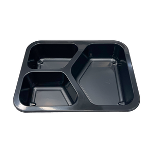 Modelo 008 - 25 oz. Rectangle 3 Compartment Black CPET Tray (Y)