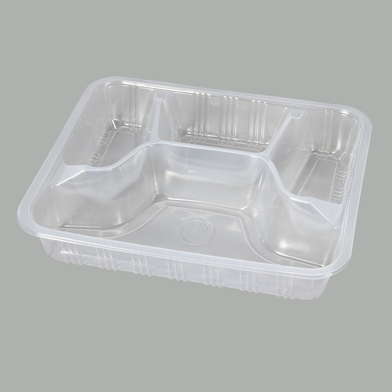 HSQY 4 Compartment Disposable Clear PP Plastic Takeout Lunch Box Container With Lids