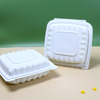 HSQY 7.5 x 7.5 x 2.7" 3-Compartment White Polypropylene Plastic Hinged Lid Takeout Container