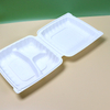 HSQY 9 x 9 x 3" 3-Compartment White Polypropylene Plastic Hinged Lid Takeout Container