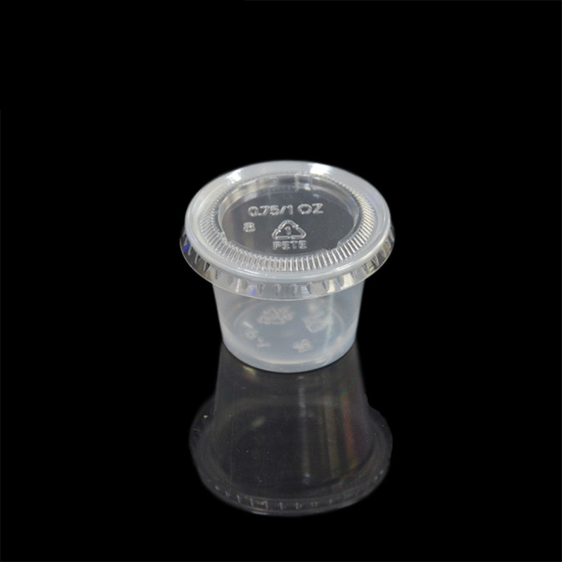 HSQY 0.75oz 1oz 1.5oz 2oz 2.5oz 3.25oz 4oz 5.5oz Round Clear Plastic Sauce Cup with Lid