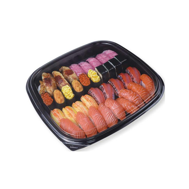 HSQY 8.9 x 8.9 x 0.8 Inch Square Sushi Tray Container with Lid