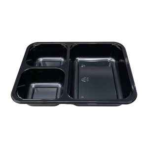 Modelo 015 - 25 oz Rectangle 3 Compartment BlackCPET Tray