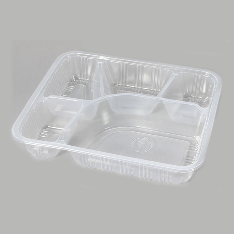 HSQY 5 Compartment Disposable Black PP Plastic Takeout Lunch Box Container With Lids