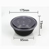 HSQY 40 oz. Disposable Round Black PP Plastic Takeout Lunch Bowl With Lids