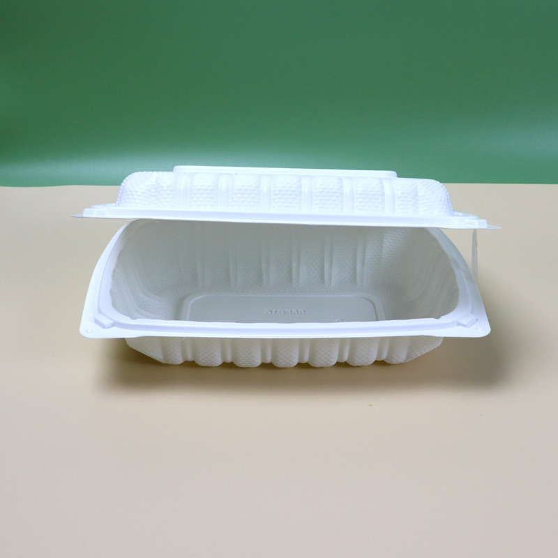 HSQY 9 x 6 x 3" White Polypropylene Plastic Hinged Lid Takeout Container