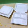 HSQY 7.5 x 7.5 x 2.7" 3-Compartment White Polypropylene Plastic Hinged Lid Takeout Container