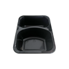 Model 014 - 15 oz Rectangle 2 Compartment Black CPET Tray