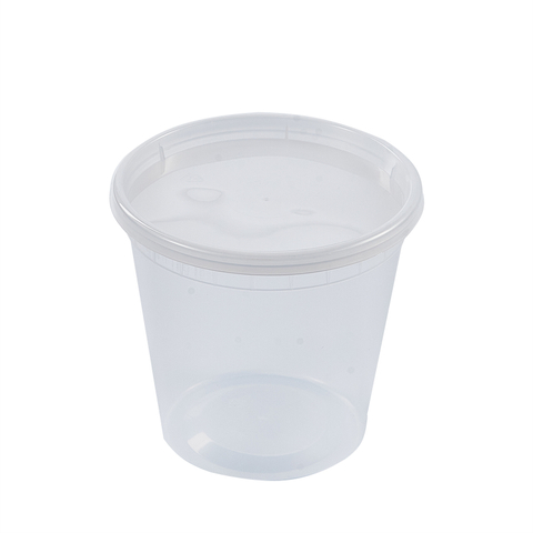 HSQY 24 oz. Disposable Clear PP Plastic Takeout Lunch Bowl With Lids