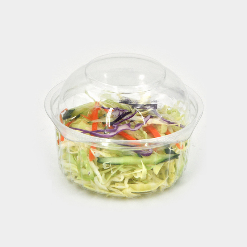 HSQY 4.7 X 3.3 Inch Clear Round PET Plastic Hinged Lid Salad Bowl Container