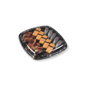 HSQY 8.9 x 8.9 x 0.8 Inch Square Sushi Tray Container with Lid