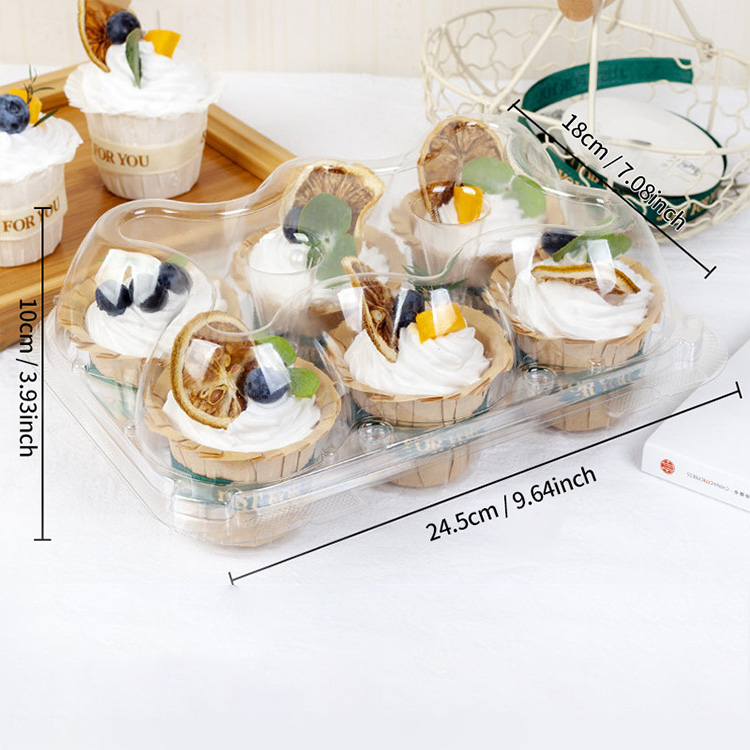 HSQY 1 2 4 6 12 24 Count Disposable Clear Plastic Cupcake Containers