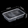 HSQY 17oz 22oz 25oz 34oz 2 Compartment Disposable Clear PP Plastic Takeout Lunch Box Container With Lids