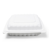 HSQY 9 x 9 x 3" 3-Compartment White Polypropylene Plastic Hinged Lid Takeout Container