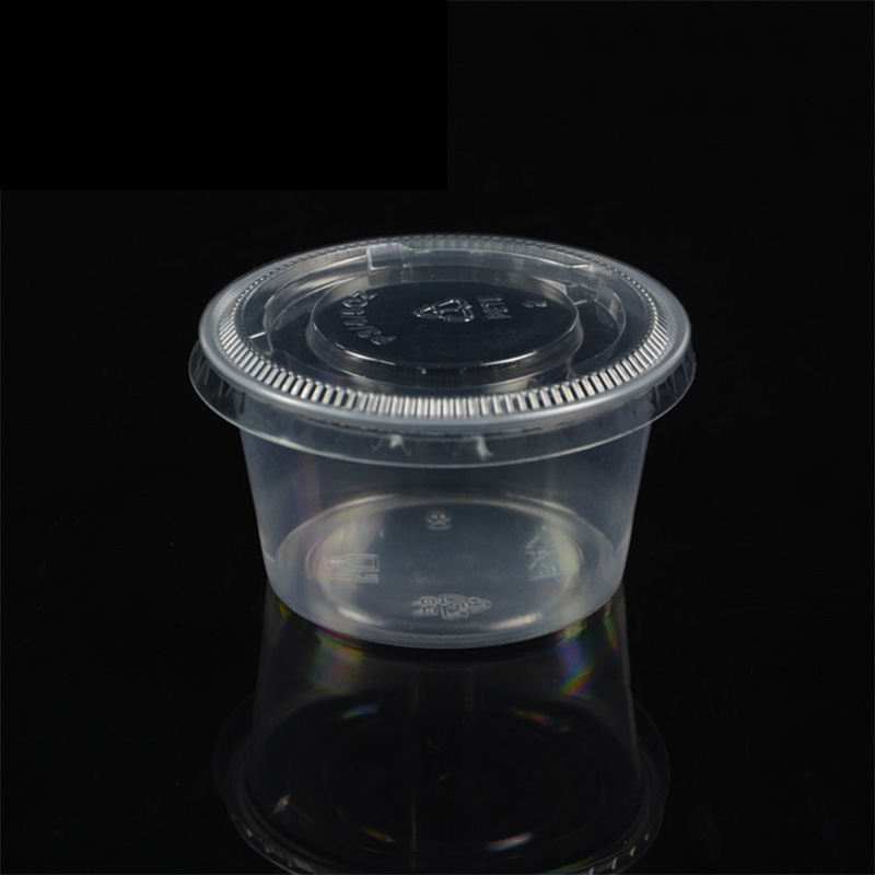 HSQY 0.75oz 1oz 1.5oz 2oz 2.5oz 3.25oz 4oz 5.5oz Round Clear Plastic Sauce Cup with Lid