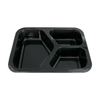 Model 017 - 25 oz Rectangle 3 Compartment Black CPET Tray