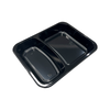 Model 020 - 41 oz Rectangle 2 Compartment Black CPET Tray