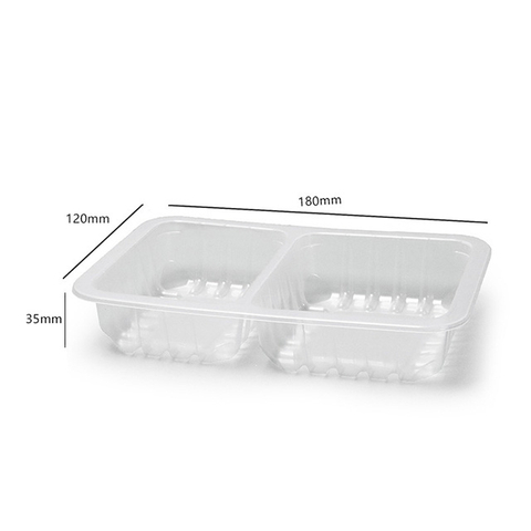 HSQY 7.09X4.72X1.38 In 2 Compartment Rectangle Clear Plastic PP High Barrier Tray