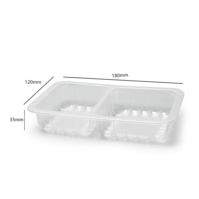 HSQY 7.09X4.72X1.38 In 2 Compartment Rectangle Clear Plastic PP High Barrier Tray