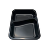 Model HS17 - 37 oz Rectangle 2 Compartment Black CPET Tray