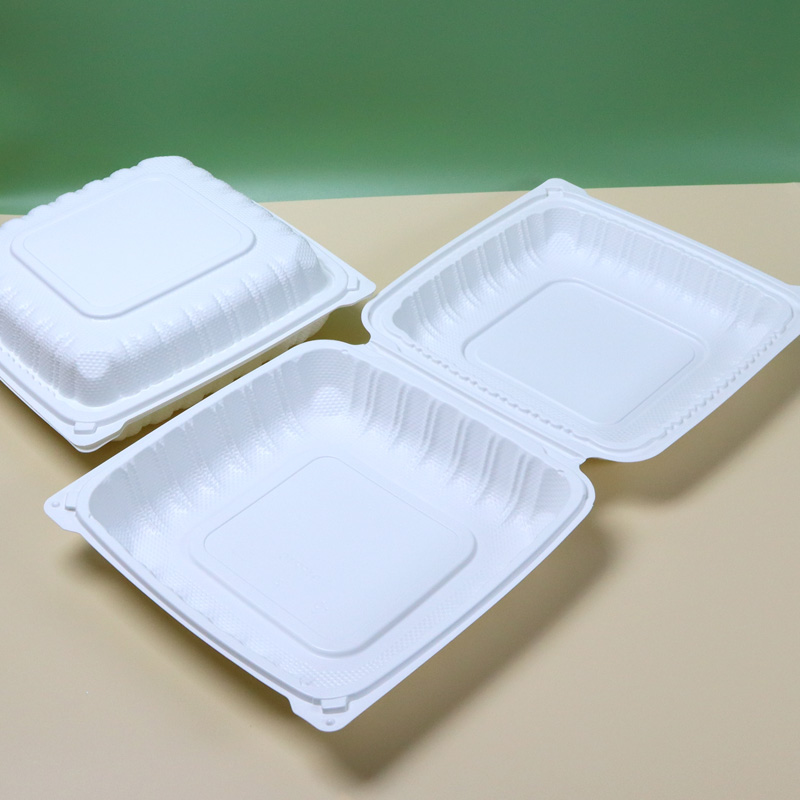 HSQY 9 x 9 x 3" White Polypropylene Plastic Hinged Lid Takeout Container