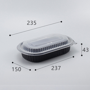 HSQY 25oz 30oz 1 2 3 Compartment Disposable Black PP Plastic Takeout Lunch Box Container With Lids