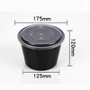 HSQY 59 oz. Disposable Black PP Plastic Takeout Lunch Bowl With Lids