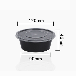 HSQY 10 oz. Disposable Round Black PP Plastic Takeout Lunch Bowl With Lids